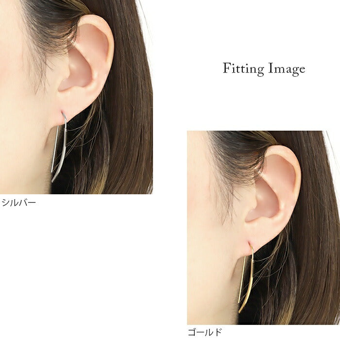 fp-057 ピアス 18k 18金 金属アレルギー フープ フック ピアス ニッケルフリー 18kコーティング セカンドピアス レディース つっけぱなし キャッチレス シンプル シルバー ゴールド ロジウムコーティング 大人 上品 お洒落 かわいい きれいめ 耳たぶ 【両耳用・2個売り】