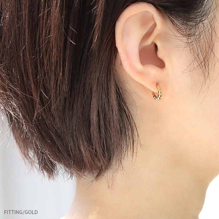 fp-066 ピアス 18k 18金 金属アレルギー 丸 ボール フープ リング つけっぱなし キャッチレス ワンタッチ ニッケルフリー セカンドピアス 18kコーティング レディース シンプル シルバー ゴールド 大人 上品 かわいい きれいめ 耳たぶ 【両耳用・2個売り】