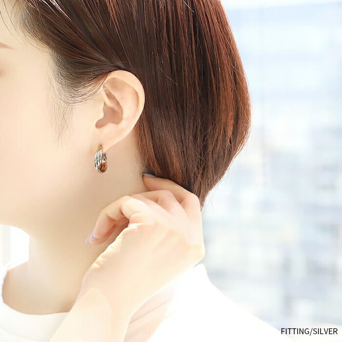 fp-068 ピアス 18k 18金 金属アレルギー 3連 クロス フープ つけっぱなし キャッチレス ワンタッチ ニッケルフリー 18kコーティング レディース セカンドピアス シンプル シルバー ゴールド 大人 上品 かわいい きれいめ 耳たぶ 【両耳用・2個売り】