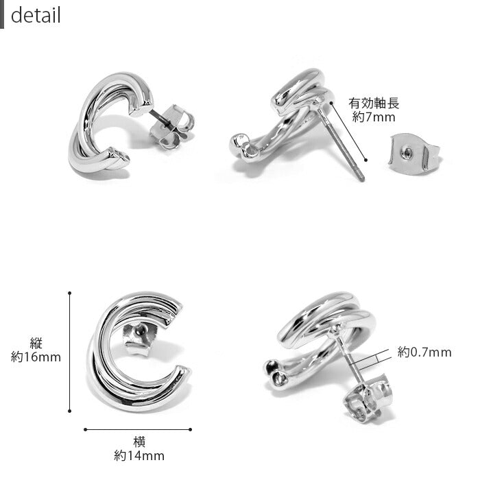 fp-070 ピアス 18k 18金 金属アレルギー チタンポスト 2連 ポストピアス ニッケルフリー 18kコーティング レディース セカンドピアス シンプル シルバー ゴールド ロジウムコーティング 大人 上品 かわいい きれいめ 耳たぶ 【両耳用・2個売り】
