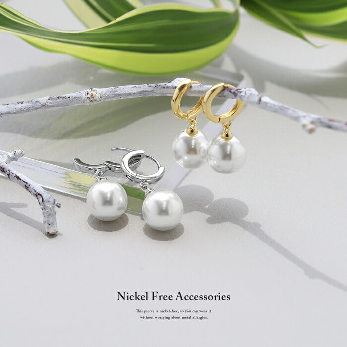 fp-086 ピアス パール 金属アレルギー パールピアス 真珠 レディース ニッケルフリー 18k 18金 18kコーティング セカンドピアス ワンタッチピアス シルバー ゴールド シンプル 上品 冠婚葬祭 フォーマル きれいめ 耳たぶ 【両耳用・2個売り】
