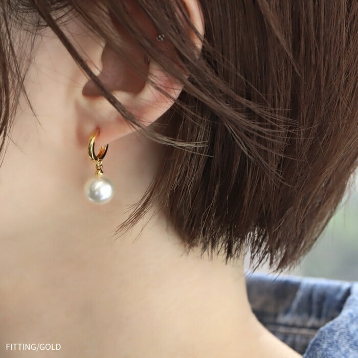 fp-086 ピアス パール 金属アレルギー パールピアス 真珠 レディース ニッケルフリー 18k 18金 18kコーティング セカンドピアス ワンタッチピアス シルバー ゴールド シンプル 上品 冠婚葬祭 フォーマル きれいめ 耳たぶ 【両耳用・2個売り】