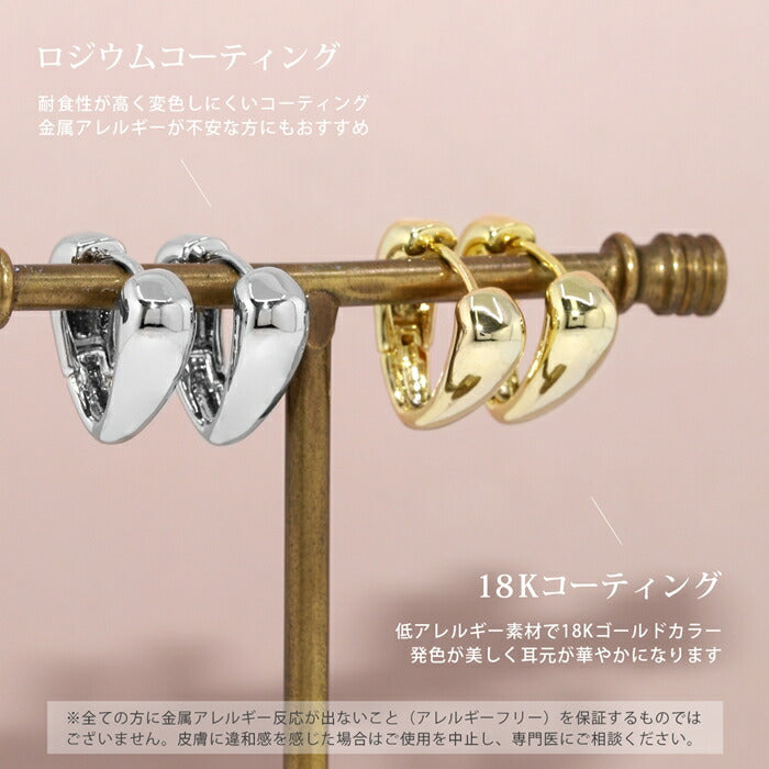 fp-088 ピアス 金属アレルギー V字 ドロップ ドロップピアス キャッチレス フープピアス リングピアス 18k 18金 18kコーティング レディース セカンドピアス シンプル ワンタッチピアス シルバー ゴールド ピンクゴールド かわいい 上品 耳たぶ 【両耳用・2個売り】
