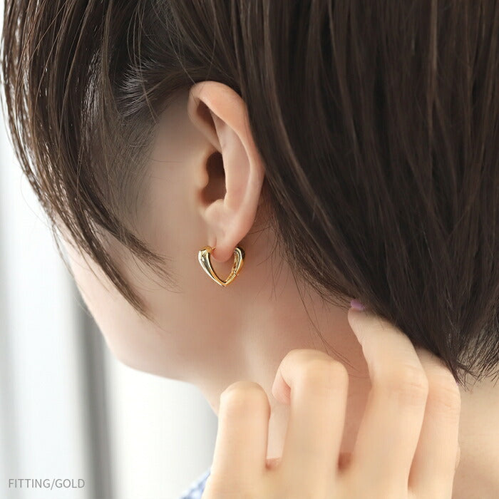 fp-088 ピアス 金属アレルギー V字 ドロップ ドロップピアス キャッチレス フープピアス リングピアス 18k 18金 18kコーティング レディース セカンドピアス シンプル ワンタッチピアス シルバー ゴールド ピンクゴールド かわいい 上品 耳たぶ 【両耳用・2個売り】