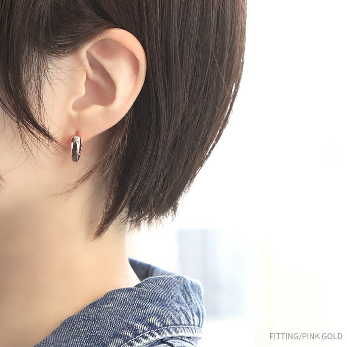 fp-088 ピアス 金属アレルギー V字 ドロップ ドロップピアス キャッチレス フープピアス リングピアス 18k 18金 18kコーティング レディース セカンドピアス シンプル ワンタッチピアス シルバー ゴールド ピンクゴールド かわいい 上品 耳たぶ 【両耳用・2個売り】