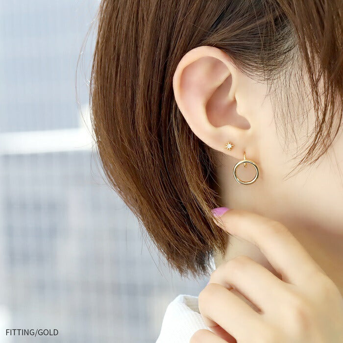 fp-089 ピアス 金属アレルギー リングピアス キャッチレス フープピアス サークル 18k 18金 18kコーティング レディース セカンドピアス シンプル ワンタッチピアス シルバー ゴールド ロジウムコーティング かわいい 耳たぶ 【両耳用・2個売り】