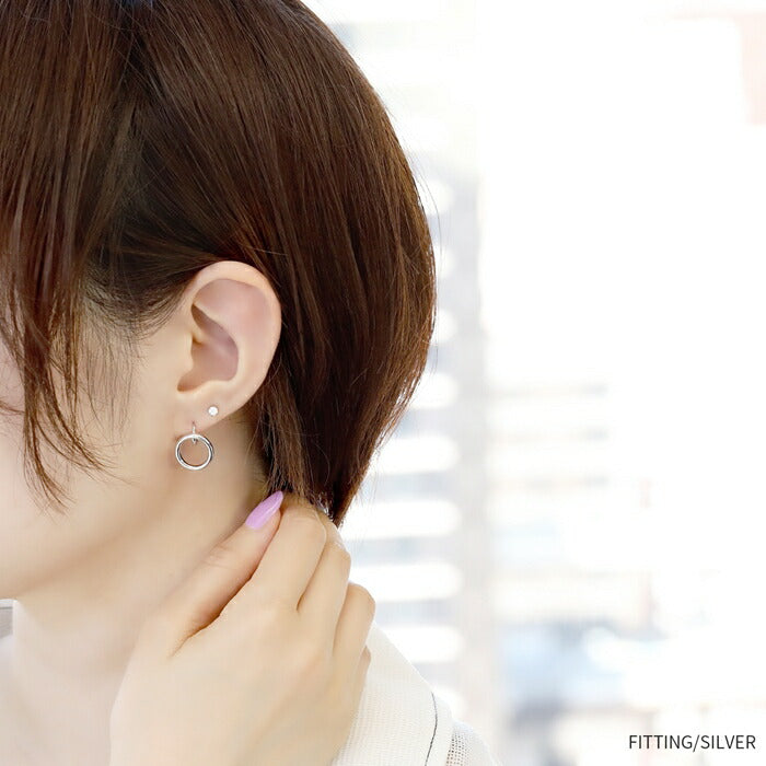 fp-089 ピアス 金属アレルギー リングピアス キャッチレス フープピアス サークル 18k 18金 18kコーティング レディース セカンドピアス シンプル ワンタッチピアス シルバー ゴールド ロジウムコーティング かわいい 耳たぶ 【両耳用・2個売り】
