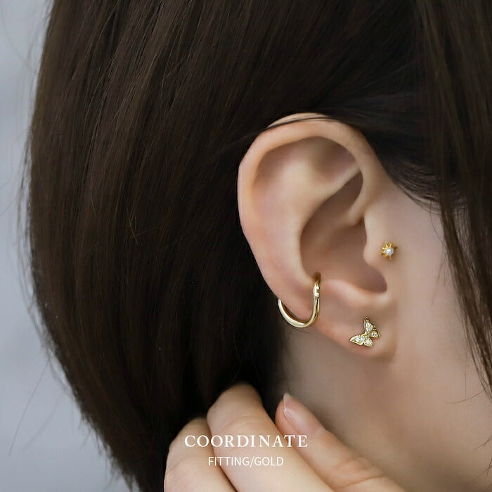 ★fp-123 ピアス 金属アレルギー 18k 18金 蝶 蝶々 つけっぱなし 18kコーティング レディース シンプル シルバー ゴールド おしゃれ かわいい キュービックジルコニア きれいめ かわいい 普段使い 耳たぶ ロジウムコーティング セット 【両耳用・2個売り】