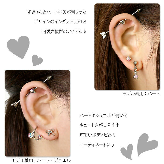 【全品送料無料】 インダストリアル ピアス ボディピアス 14G 16G 軟骨ピアス ハート ドクロ スター 星 ボディピ ボディピアス ボディーピアス メンズ ボディ かわいい 専門店 凛 ハートピアス 14ゲージ 16ゲージ モチーフ アクセサリー
