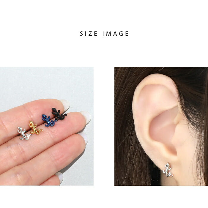 ★【全品送料無料】 軟骨ピアス 14G 16G ボディピアス かわいい キャッチ チャーム サージカルステンレス 金属アレルギー対応 トカゲ とかげ 蜥蜴 爬虫類 は虫類 ジュエル アニマル 生き物 リザード ストレートバーベル おしゃれ セカンドピアス メンズ