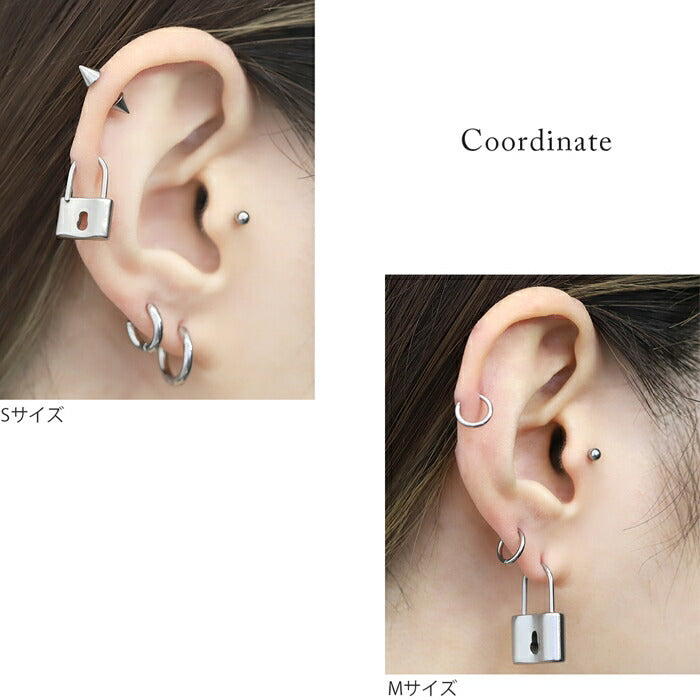 h1132-272 軟骨ピアス 14G 16G ボディピアス かわいい サージカルステンレス 金属アレルギー対応 南京錠 鍵 鍵穴 キー ボディピ おしゃれ アクセサリー 軟骨 ピアス ボディーピアス