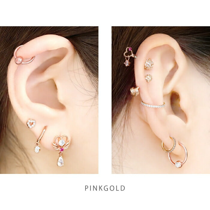 h1132-276-j 【24K 金属アレルギー対応】 ボディピアス キャッチレス 14G 16G 18G 軟骨ピアス 24K つけっぱなし ピアス サージカルステンレス 金属アレルギー対応 かわいい 可愛い ワンタッチ キャプティブビーズリング セカンドピアス シンプル 日本製 オービタル ヘリックス 片耳用
