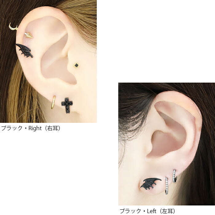 【廃盤】 h1132-304 ボディピアス 軟骨ピアス 16G デビル 悪魔 翼 ピアス 金属アレルギー サージカルステンレス ストレートバーベル シルバー ブラック ステンレスピアス セカンドピアス つけっぱなしピアス シンプル 軟骨用 片耳用