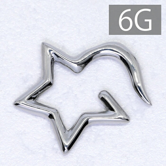 【全品送料無料】 ボディピアス 軟骨ピアス 6G サージカルステンレス 金属アレルギー対応 かわいい 変形 星 スター 変形ピアス ラージゲージ 片耳用 ユニーク スタイリッシュ セカンドピアス メンズ 軟骨用 軟骨 ピアス ボディーピアス