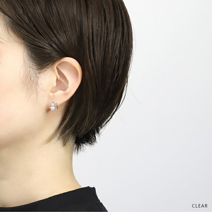 h1132-319 軟骨ピアス 16G 18G ボディピアス くも クモ 蜘蛛 スパイダー ピアス キャッチ クリア ブラック キュービックジルコニア パーツ カスタマイズバーベル 耳 軟骨用 セカンドピアス  なんこつぴあす ボディーピアス Pierce 片耳用