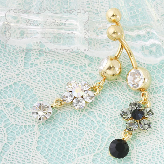 【廃盤】 へそピアス かわいい 14G 18G へそピアス0411 花 ジュエル ボディピアス ボディーピアス ボディピ「BP」「HSP」