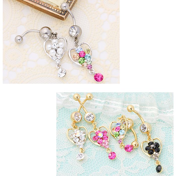 【廃盤】 へそピアス かわいい 14G 18G へそピアス0412 花 ハート ボディピアス ボディーピアス ボディピ サージカルステンレス 「BP」「HSP」  ピアス ボディ サージカル へそピ へそぴ ヘソピアス ハートピアス フラワー モチーフ おしゃれ アクセサリー お花 ステンレス