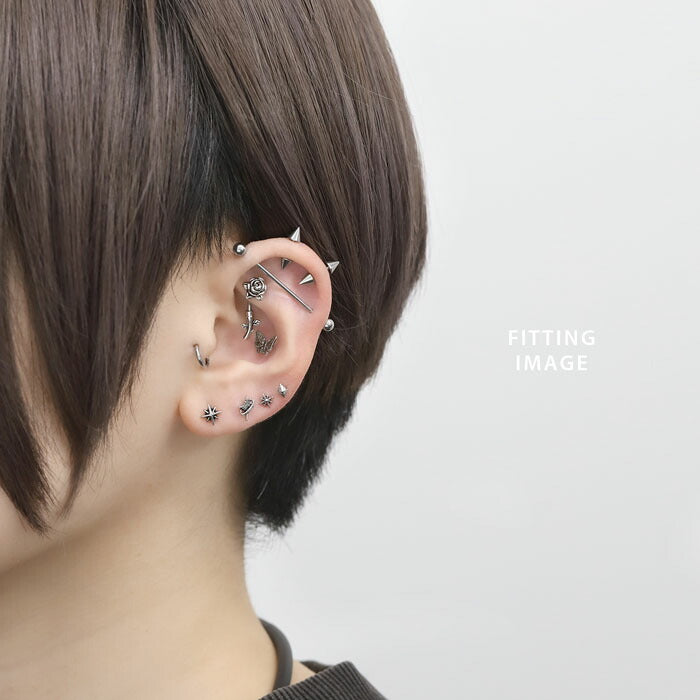 ★h752-71 ボディピアス 16G 軟骨ピアス 星 スター サージカルステンレス 金属アレルギー 金属アレルギー対応 つけっぱなし カスタマイズ かわいい セカンドピアス パーツ シルバー レディース メンズ ステンレス ヘリックス ピアス 片耳用
