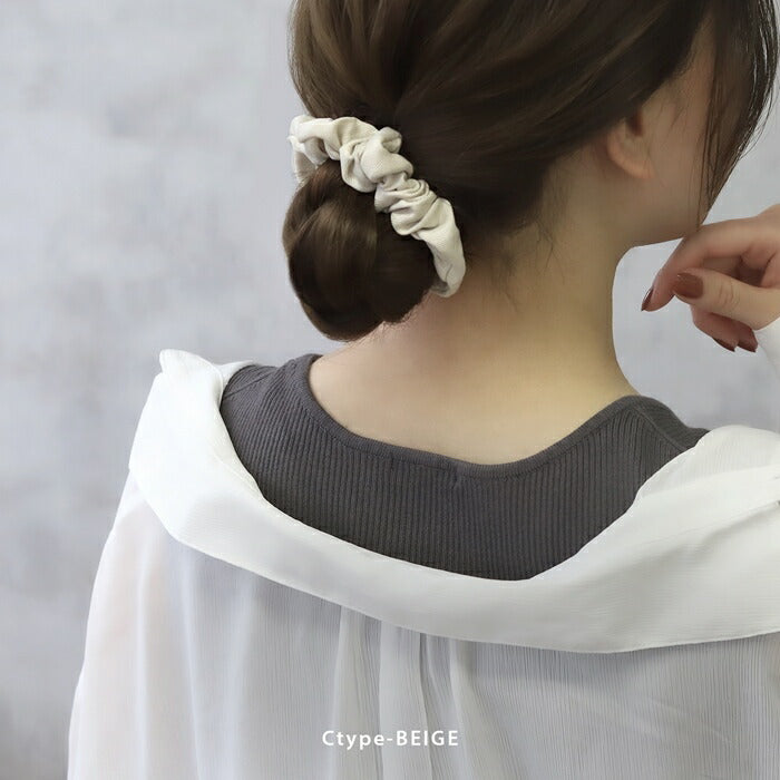 ha-002 【新登場!】ヘアゴム シュシュ サテン ヘアアクセサリー ヘアアクセ ヘアケア リボン 小さめ 細め 髪留めゴム 髪留め おしゃれ ポニーテール レディース 高級 大人 子供 キッズ からまない アイボリー ミント ピンク ベージュ ネイビー ブラック ブラウン