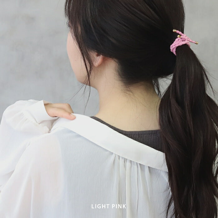 ha-003-2 ヘアゴム 大人っぽい シンプル 大人 おしゃれ ヘアアクセサリー ロープ風 カジュアル セット 上品 エレガント フェミニン ライトピンク ライトブルー パープル ベージュ カーキ ネイビー ブラック 【2個セット】