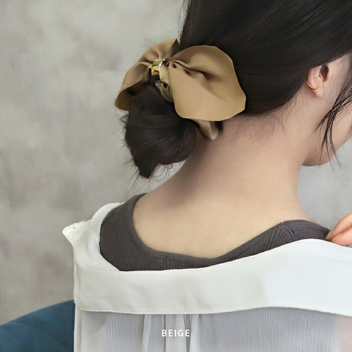 ha-005 ヘアゴム シュシュ ヘアアクセサリー ヘアアクセ ヘアケア リボン 髪留めゴム 髪留め おしゃれ ポニーテール レディース 高級 大人 子供 キッズ からまない サテン アイボリー ベージュ カーキ ブラウン ブラック ファッション雑貨 結婚式 入学式 卒業式