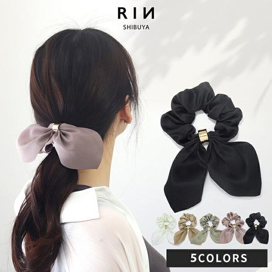 ha-005 ヘアゴム シュシュ ヘアアクセサリー ヘアアクセ ヘアケア リボン 髪留めゴム 髪留め おしゃれ ポニーテール レディース 高級 大人 子供 キッズ からまない サテン アイボリー ベージュ カーキ ブラウン ブラック ファッション雑貨 結婚式 入学式 卒業式