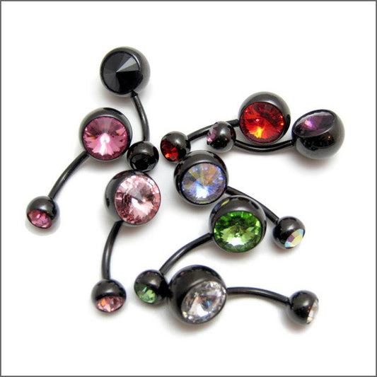 【廃盤】 へそピアス かわいい 14G へそピアス0016 ネイブル ブラック 黒ヘソピアス ヘソピ へそぴあす へそぴ ボディピアス ボディーピアス ボディピ ピアス「BP」「HSP」 ボディピ へそピ バナナバーベル バーベルピアス サージカルステンレス ステンレス カーブドバーベル