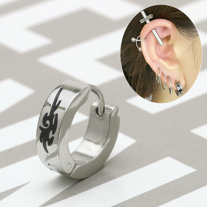 【廃盤】 ステンレスピアス フープ 金属アレルギー ピアス スタイリッシュ シンプル サージカルステンレス メンズ ユニセックス　「Fピアス」