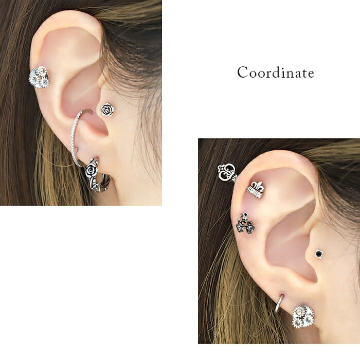 j1181-134 ボディピアス 軟骨ピアス 16G 歯車 ギア ピアス 金属アレルギー対応 サージカルステンレス つけっぱなし セカンドピアス ステンレスピアス シンプル レディース メンズ シルバー スチームパンク おしゃれ クール 耳 片耳用