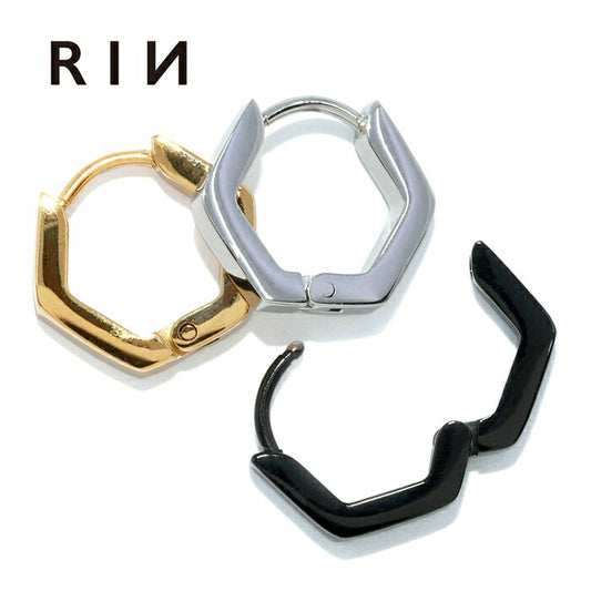 ★【楽天SOY５年連続受賞】ピアス リング フープピアス ボディピアス サージカルステンレス 金属アレルギー対応 シルバー ゴールド ブラック 六角形 ヘキサゴン 軟骨ピアス かっこいい メンズ レディース ボディーピアス ヘリックス 耳たぶ シンプル 片耳用 凛 RIN