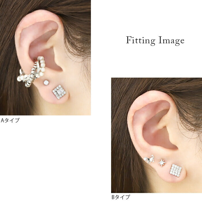 【廃盤】 j251-4-2　マグネットピアス イヤリング ピアス スクエア ストーン レディース マグピ ノンホールピアス 磁石ピアス キラキラ フェイクピアス 真鍮 シリコン 大人 上品 エレガント きれいめ シンプル フェミニン 【両耳用・2個売り】