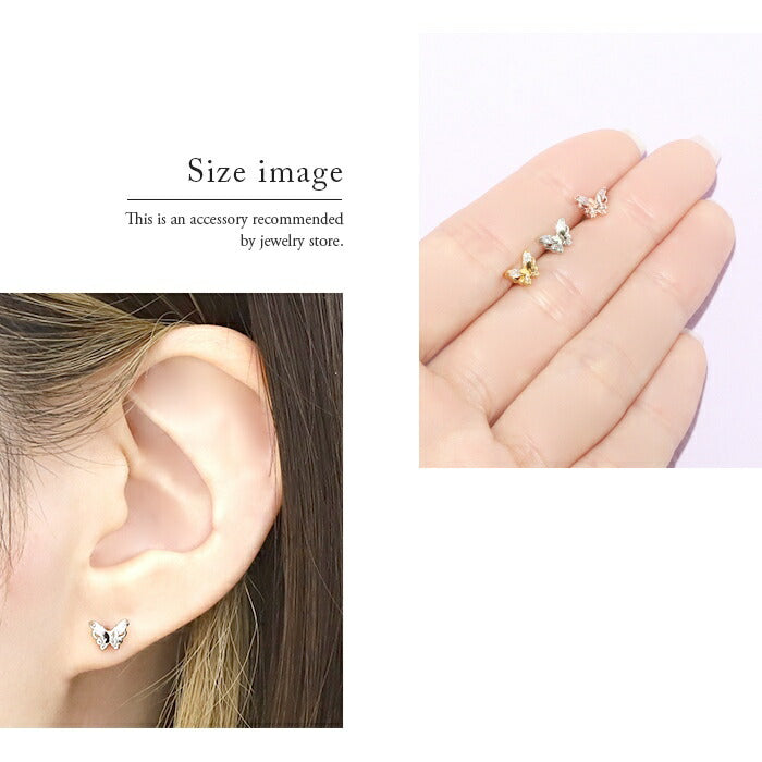 ★j3413-30 ボディピアス 軟骨ピアス 16G 蝶 ピアス 金属アレルギー サージカルステンレス つけっぱなしピアス セカンドピアス レディース 大人バタフライ シンプル ステンレスピアス ストレートバーベル シルバー ゴールド ピンクゴールド 片耳用 おしゃれ キラキラ 可愛い