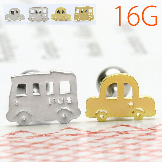 【廃盤】 ボディピアス 16G 軟骨0910 車 バス bus car ボディーピアス 軟骨ピアス 16G ボディピ ピアス 乗り物 シルバー ゴールド ユニーク 個性派「BP」「NAN」「uniq」