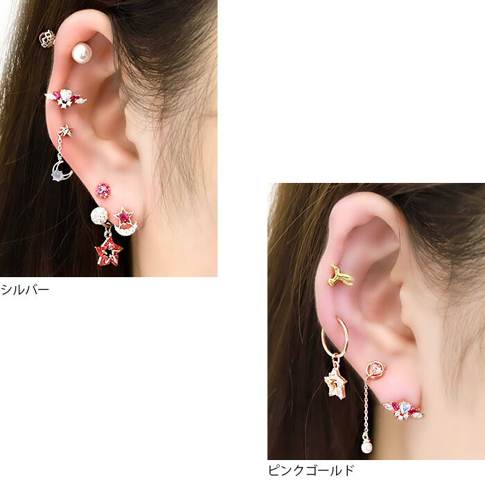 【廃盤】 【全品送料無料】 軟骨ピアス かわいい 16G ボディピアス ハート 羽 ウイング ジュエル 16ゲージ ピアス メンズ ストレートバーベル サージカルステンレス 耳