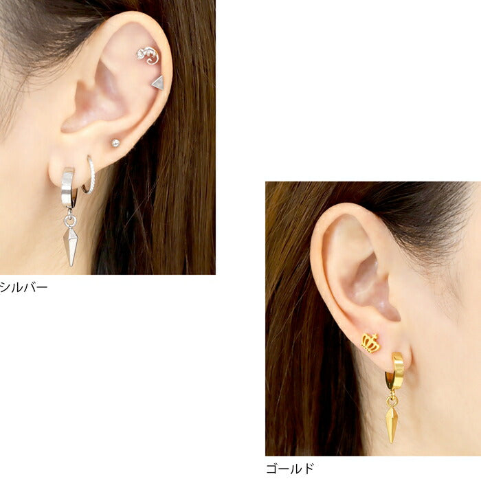 【全品送料無料】 ボディピアス ステンレスピアス ファッションピアス ステンレスリング トライアングル 三角 チャーム フープ リング 軟骨ピアス ピアス 片耳用 金属アレルギー対応メンズ