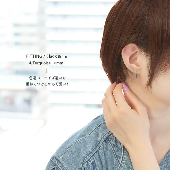 k64-001 ボディピアス 軟骨ピアス リング ピアス 18g 金属アレルギー  金属アレルギー対応 フープ サージカルステンレス つけっぱなし ワンタッチ キャッチレス セカンドピアス ステンレスピアス シルバー ターコイズ ブルー ブラック ホワイト レディース 片耳用