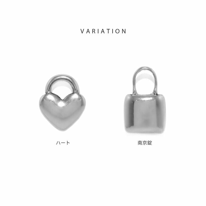 ★k64-002 ボディピアス 軟骨ピアス 14G 16G 18G チャーム 南京錠 ハート スクエア ミニ 小ぶり サージカルステンレス 金属アレルギー 金属アレルギー対応 つけっぱなし シルバー ピアス 耳たぶ 耳 片耳用