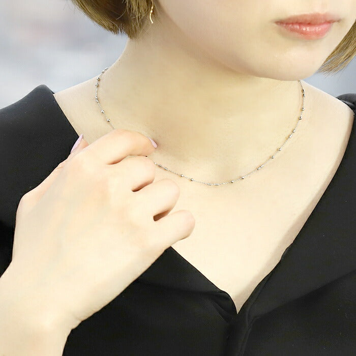 nec-24 ネックレス チェーン シルバー ゴールド レディース ボール シンプル 18k 18金 k18 あずきチェーン カニカン アジャスター付 チェーンのみ 18kコーティング アクセサリー ジュエリー かわいい おしゃれ