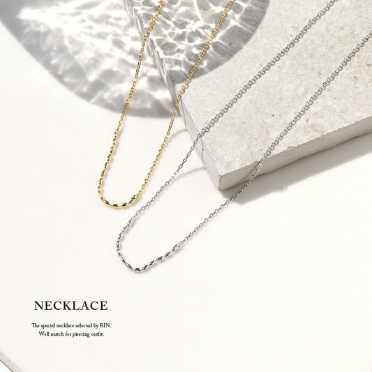 nec-17 ネックレス チェーン レディース シルバー ゴールド 金属アレルギー対応 シンプル 18k 18金 k18 あずきチェーン 小豆 アジャスター カニカン アクセサリー ジュエリー 18kコーティング ロジウムコーティング 楕円 円筒 かわいい おしゃれ 大人 上品 きれいめ 凛