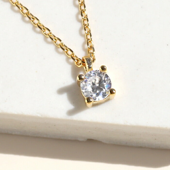 nec-21 ネックレス ペンダント 一粒 マグネット チェーン レディース シルバー ゴールド シンプル 18k 18金 k18 マグネットクラスプ あずきチェーン 小豆 アクセサリー ジュエリー 18kコーティング キュービックジルコニア かわいい 上品 凛