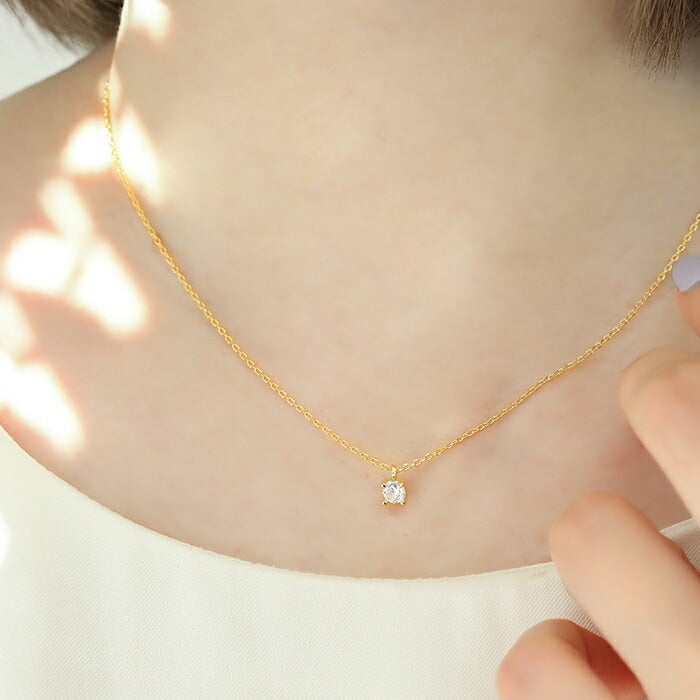 nec-21 ネックレス ペンダント 一粒 マグネット チェーン レディース シルバー ゴールド シンプル 18k 18金 k18 マグネットクラスプ あずきチェーン 小豆 アクセサリー ジュエリー 18kコーティング キュービックジルコニア かわいい 上品 凛