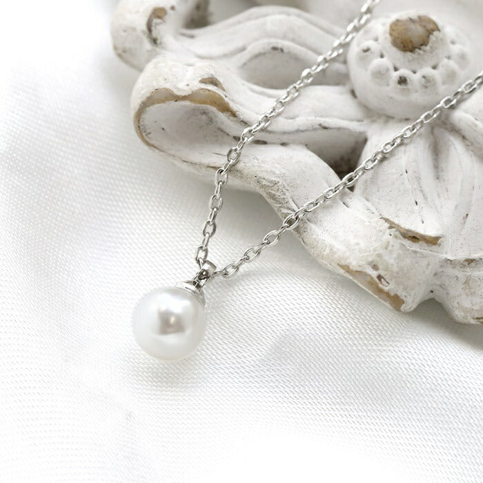 nec-33 ネックレス パールネックレス  パール レディース 一粒 18k 18金 チェーン チェーンネックレス シンプル アクセサリー ロジウムコーティング カジュアル シルバー ゴールド 結婚式 かわいい おしゃれ 大人 上品 フォーマル 冠婚葬祭 オケージョン 凛