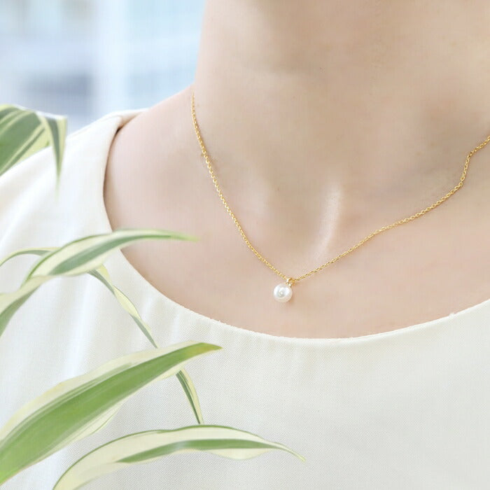nec-33 ネックレス パールネックレス  パール レディース 一粒 18k 18金 チェーン チェーンネックレス シンプル アクセサリー ロジウムコーティング カジュアル シルバー ゴールド 結婚式 かわいい おしゃれ 大人 上品 フォーマル 冠婚葬祭 オケージョン 凛