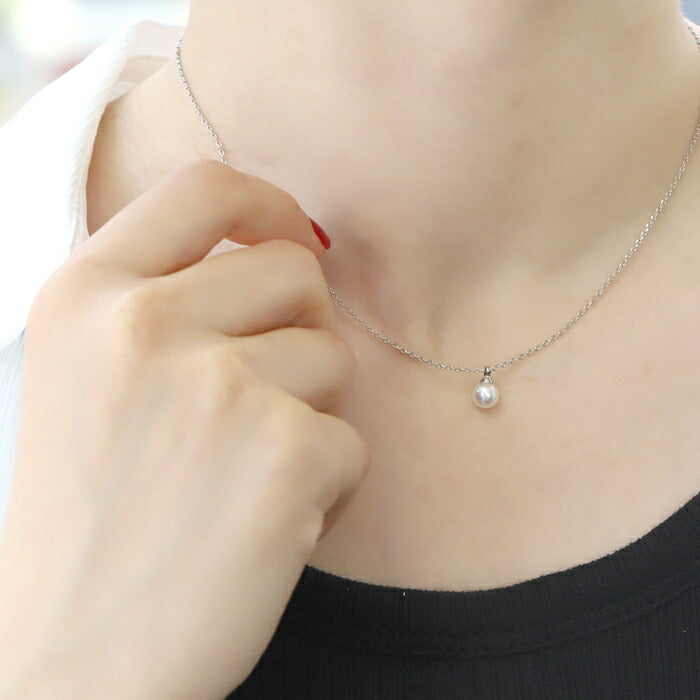 nec-33 ネックレス パールネックレス  パール レディース 一粒 18k 18金 チェーン チェーンネックレス シンプル アクセサリー ロジウムコーティング カジュアル シルバー ゴールド 結婚式 かわいい おしゃれ 大人 上品 フォーマル 冠婚葬祭 オケージョン 凛