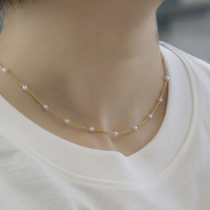 nec-36 ネックレス パールネックレス パール レディース 16k 16kコーティング チェーン チェーンネックレス シンプル アクセサリー ロジウムコーティング カジュアル シルバー ゴールド 結婚式 かわいい おしゃれ 大人 上品 フォーマル 冠婚葬祭 オケージョン 凛