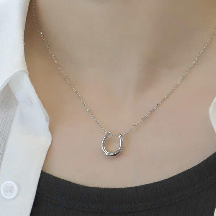 nec-38 ネックレス レディース チェーン チェーンネックレス 馬蹄 ホースシュー シンプル 16k 16kコーティング アクセサリー 大ぶり ロジウムコーティング カジュアル シルバー ゴールド 結婚式 かわいい おしゃれ 大人 上品 フォーマル 冠婚葬祭 オケージョン 凛