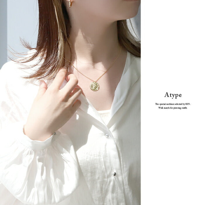 ▲ nec-3 ネックレス チェーン レディース メンズ コインネックレス ゴールド シンプル 真鍮 18k 18金 k18 キヘイチェーン アジャスター カニカン アクセサリー ジュエリー 聖母 マリア エリザベス ペンダント トップ コイン メダル 18kコーティング かわいい おしゃれ