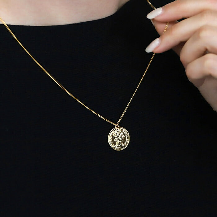 ▲ nec-3 ネックレス チェーン レディース メンズ コインネックレス ゴールド シンプル 真鍮 18k 18金 k18 キヘイチェーン アジャスター カニカン アクセサリー ジュエリー 聖母 マリア エリザベス ペンダント トップ コイン メダル 18kコーティング かわいい おしゃれ