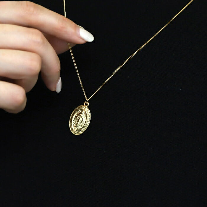 ▲ nec-3 ネックレス チェーン レディース メンズ コインネックレス ゴールド シンプル 真鍮 18k 18金 k18 キヘイチェーン アジャスター カニカン アクセサリー ジュエリー 聖母 マリア エリザベス ペンダント トップ コイン メダル 18kコーティング かわいい おしゃれ