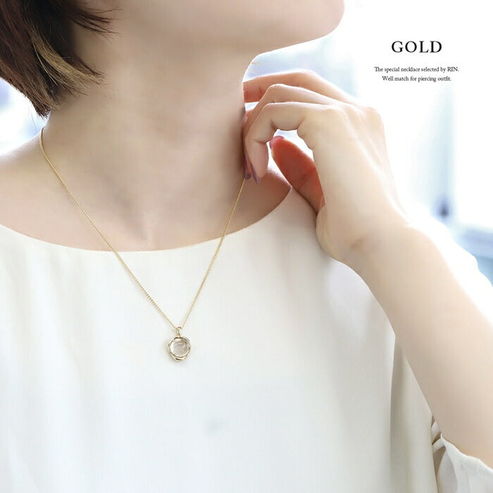 nec-40 ネックレス レディース チェーン チェーンネックレス リング シンプル 16k 16kコーティング アクセサリー ロジウムコーティング カジュアル シルバー ゴールド アクリル 流行り かわいい おしゃれ 大人 上品 フォーマル 冠婚葬祭 オケージョン 凛